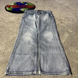 BLUE Y2K HELIX SLIM BOOT ACID WASHED JEANS